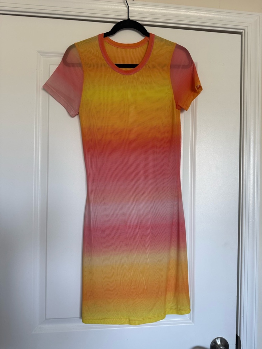 Skatie Sunset Ombre Short-Sleeve Swim Coverup - Pink & Yellow